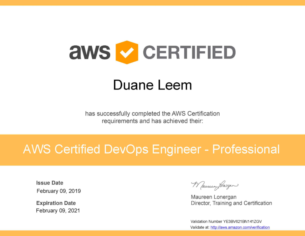 AWS Certified DevOps Engineer certification