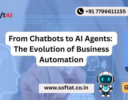 Evolution of business automation from chatbots to AI agents illustration