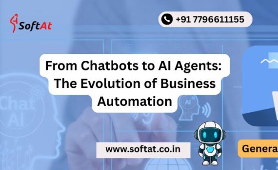 Evolution of business automation from chatbots to AI agents illustration