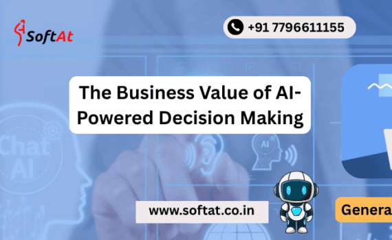 Business team reviewing AI powered decision making dashboard with data analytics charts