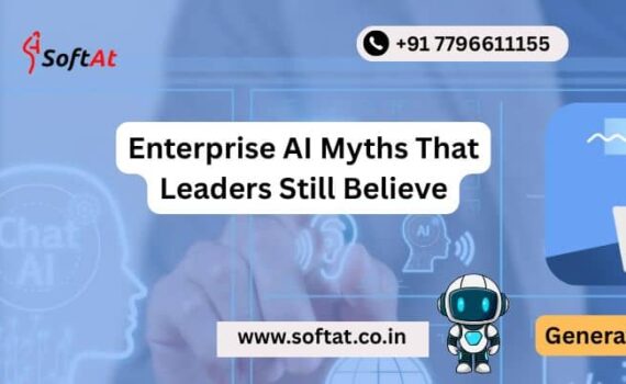 Business leaders discussing enterprise AI myths during a boardroom strategy meeting