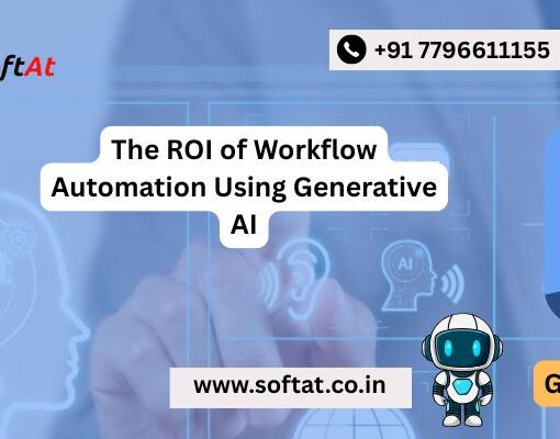 Business team reviewing ROI metrics from generative AI workflow automation on a dashboard