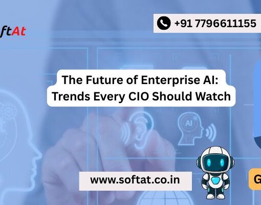 CIO reviewing enterprise AI strategy dashboard on laptop in office