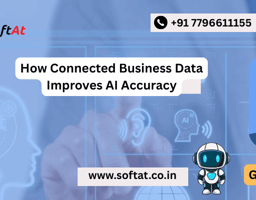 Diagram showing connected business data systems improving AI accuracy
